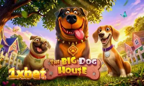 Tampilan visual slot The Big Dog House dengan simbol anjing dan rumah anjing yang ikonik.